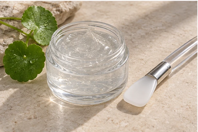 Centella rinse-off gel mask with a gel applicator.