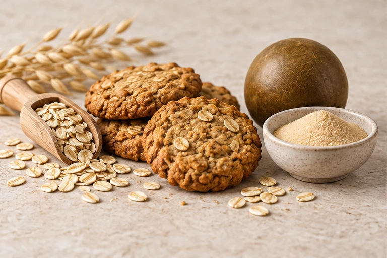 Oat cookies with monk fruit and sweetener powder.